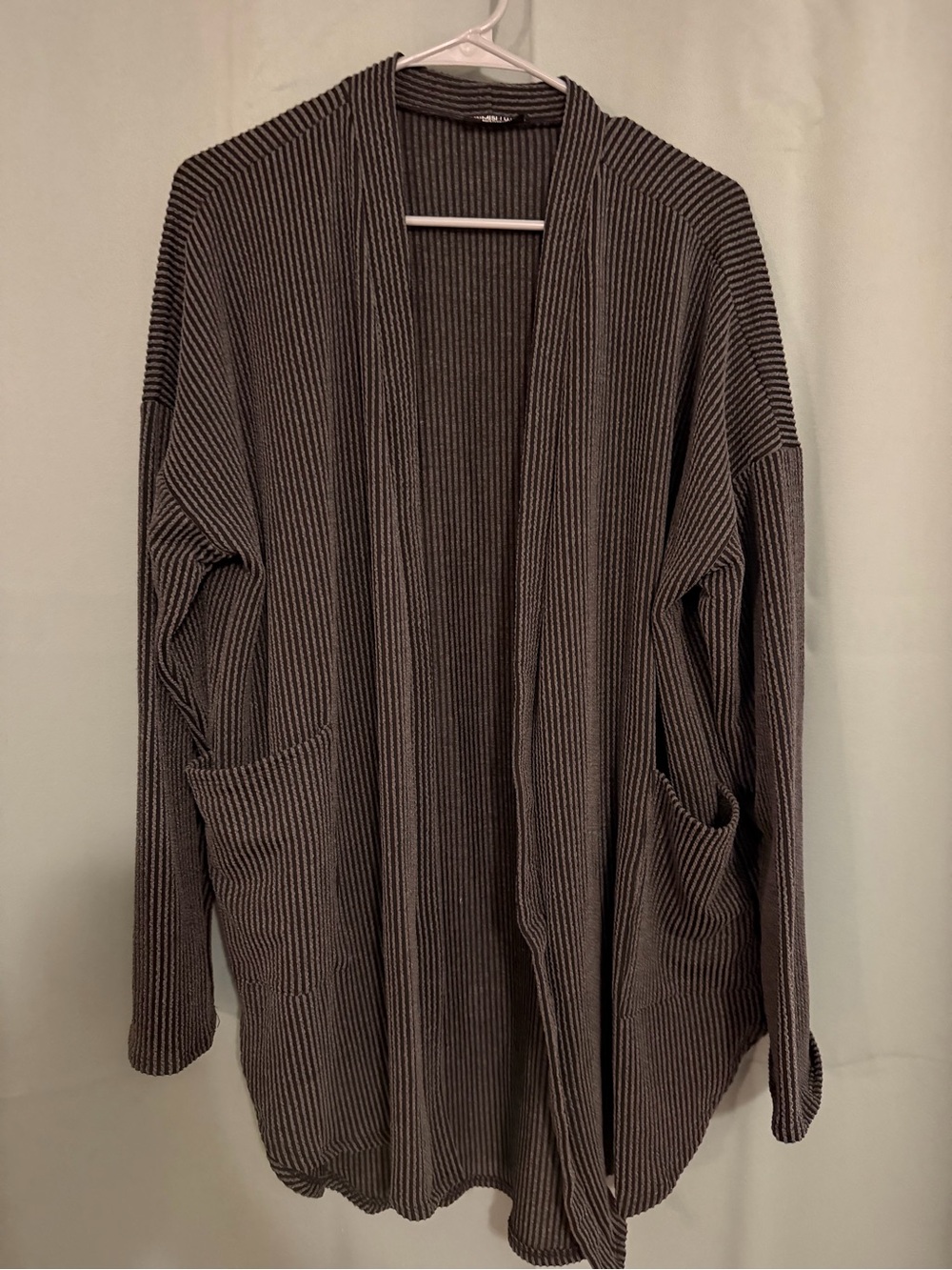 HEIMISH USA Ribbed Open-Front Cardigan - Charcoal